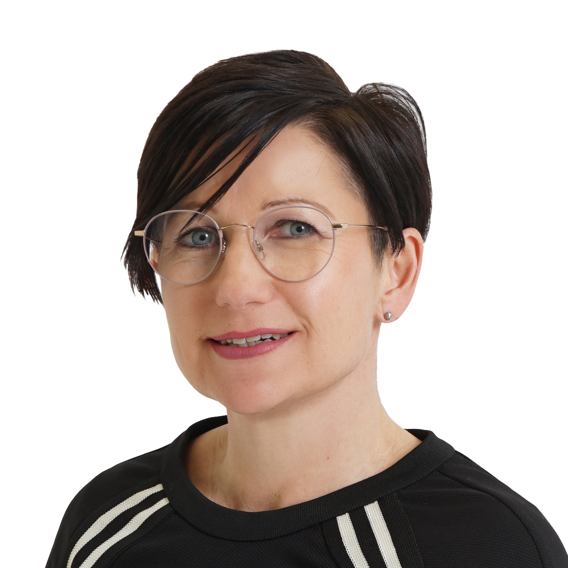Portrait einer hali Vertriebsmitarbeiterin vor weißem Hintergrund.