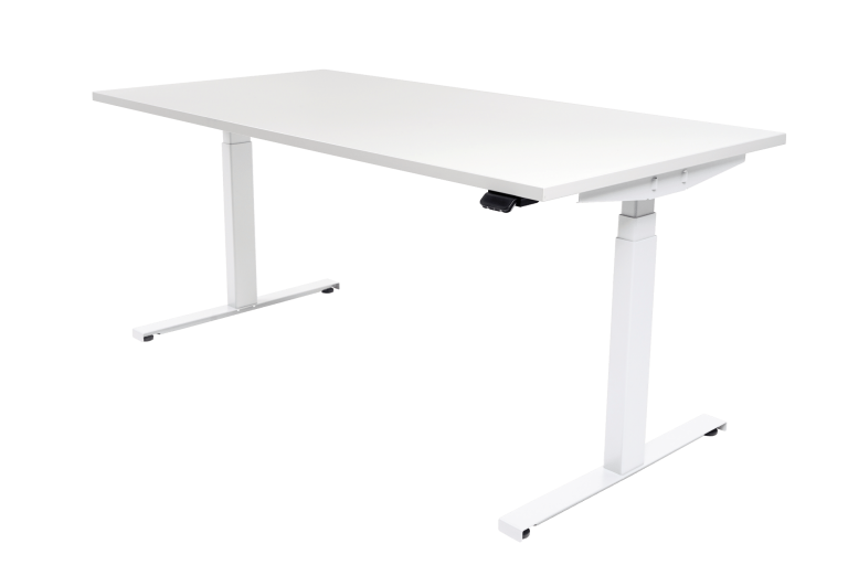 Freisteller elektrisch höhenverstellbarer Schreibtisch s32 weißes Gestell weißte Tischplatte