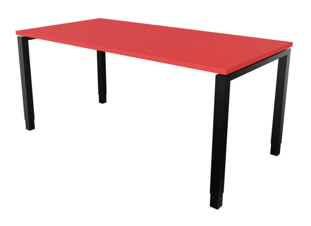 Arbeitstische s455 mit Roter Tischplatte und schwarzem Gestell