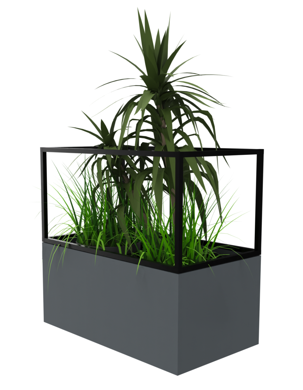 Produktbild Blumenwanne Evergreen mit Framework Aufsatz mit Schwarz.